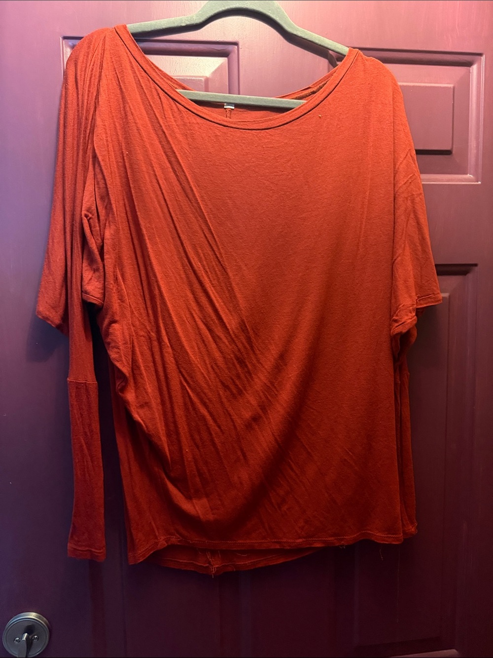 Relaxed Scoop Neck Short Sleeve Top in Rust Orange